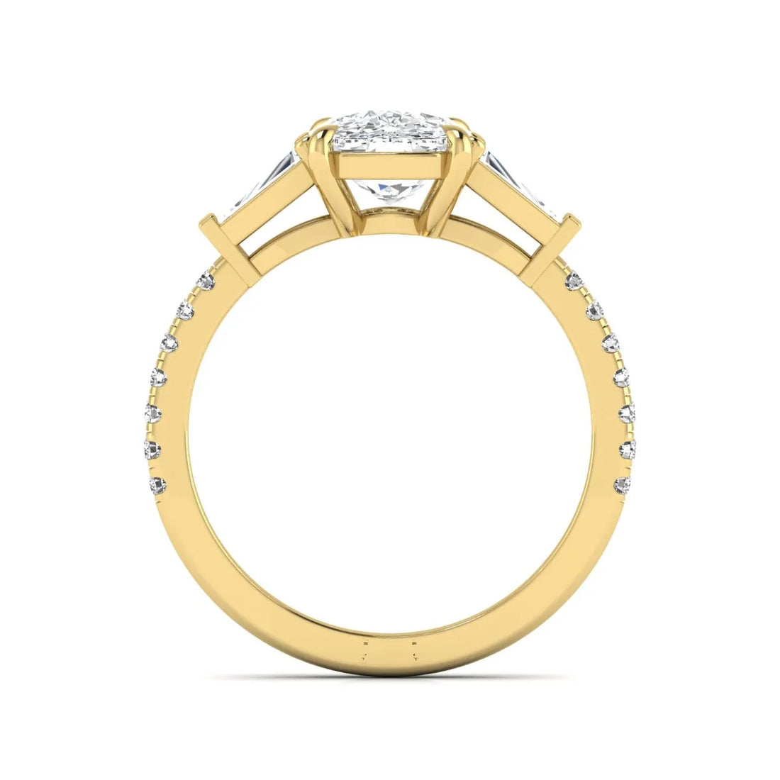 OctaPearl 3 ct Cushion Cut Three Stone Baguette Lab Grown Diamond Engagement Ring