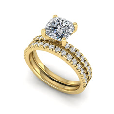 OctaPearl 1.5 ct Cushion Four Prong Lab Grown Diamond Bridal Ring Set - alternate view