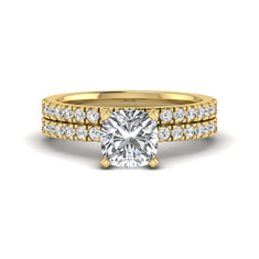 OctaPearl 1.5 ct Cushion Four Prong Lab Grown Diamond Bridal Ring Set