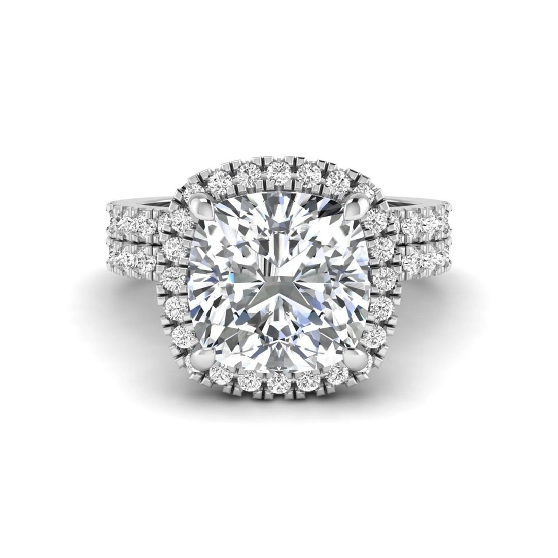 OctaPearl 2 ct Cushion Halo Lab Grown Diamond Bridal Ring Set