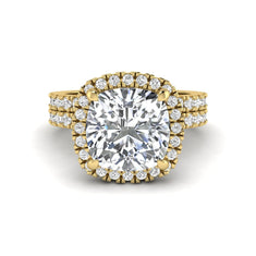 OctaPearl 2 ct Cushion Halo Lab Grown Diamond Bridal Ring Set