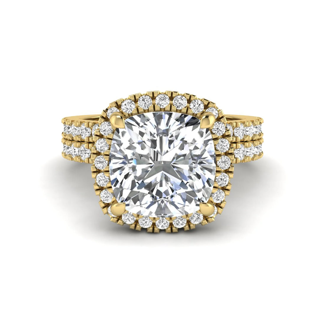 OctaPearl 2 ct Cushion Halo Lab Grown Diamond Bridal Ring Set