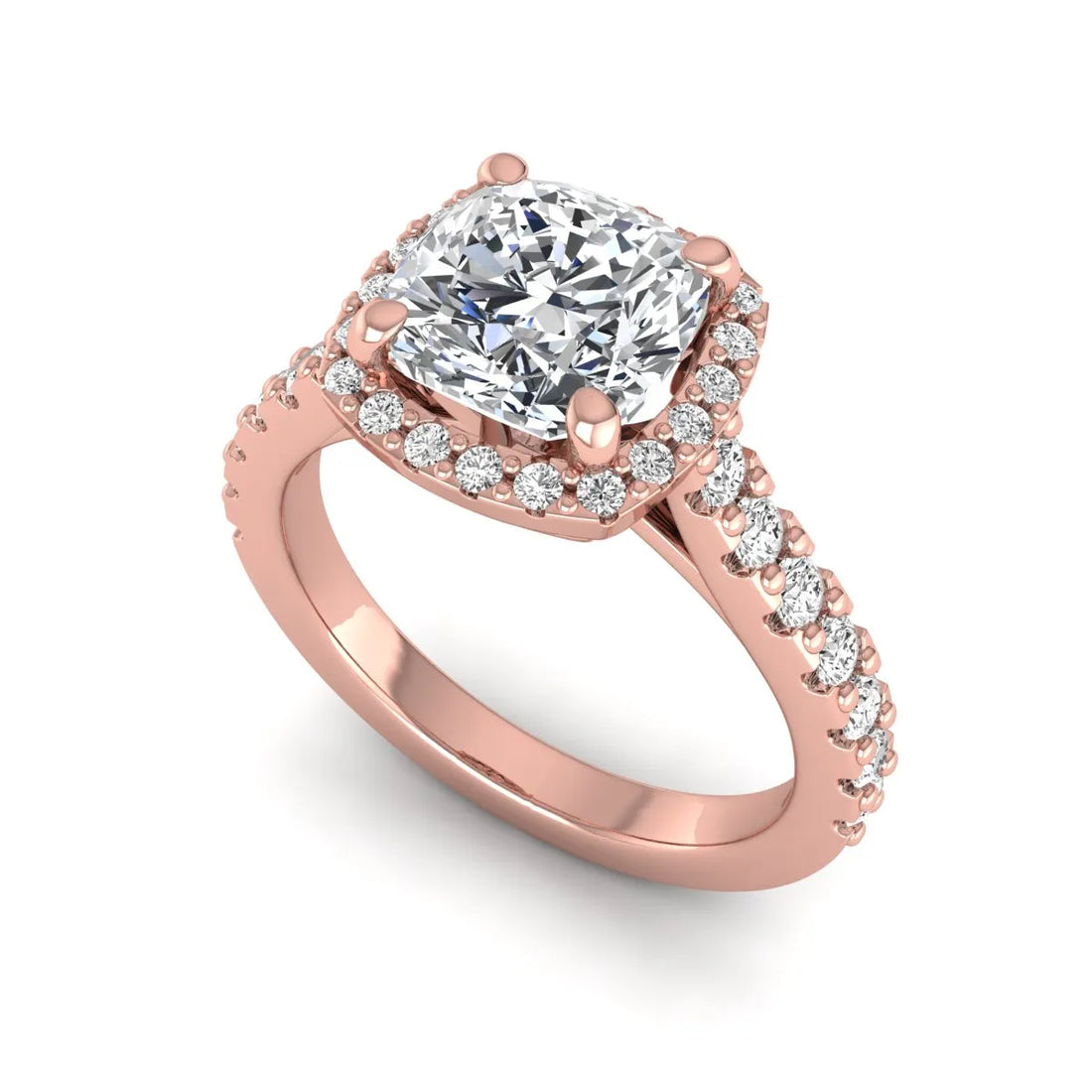 OctaPearl 1.5 ct Cushion Halo Lab Grown Diamond Engagement Ring