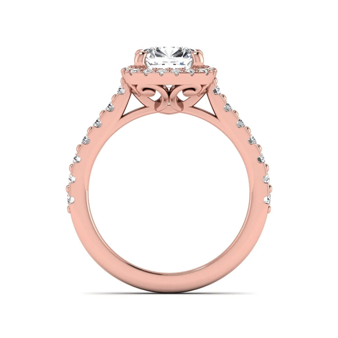 OctaPearl 1.5 ct Cushion Halo Lab Grown Diamond Engagement Ring