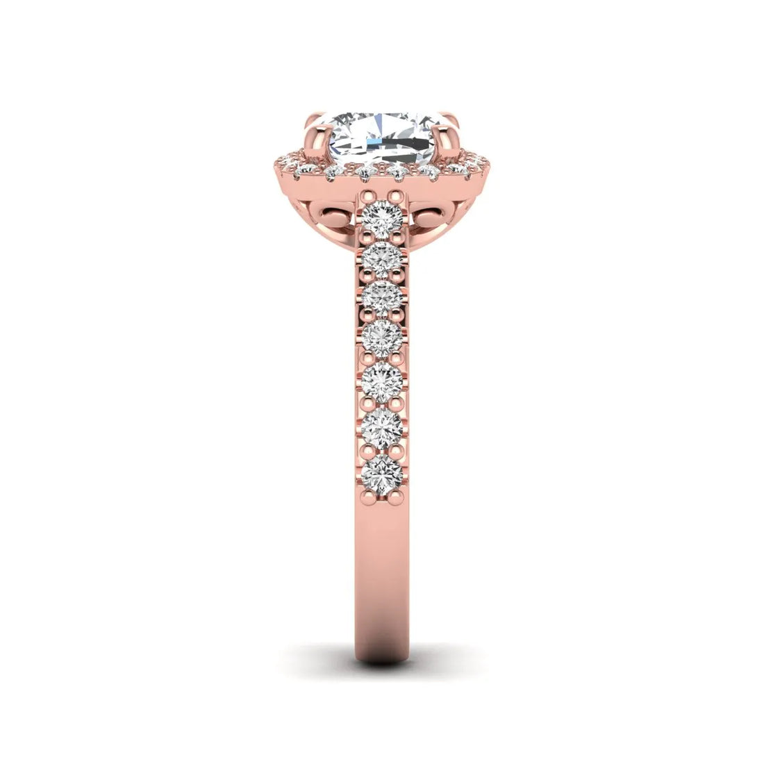 OctaPearl 1.5 ct Cushion Halo Lab Grown Diamond Engagement Ring