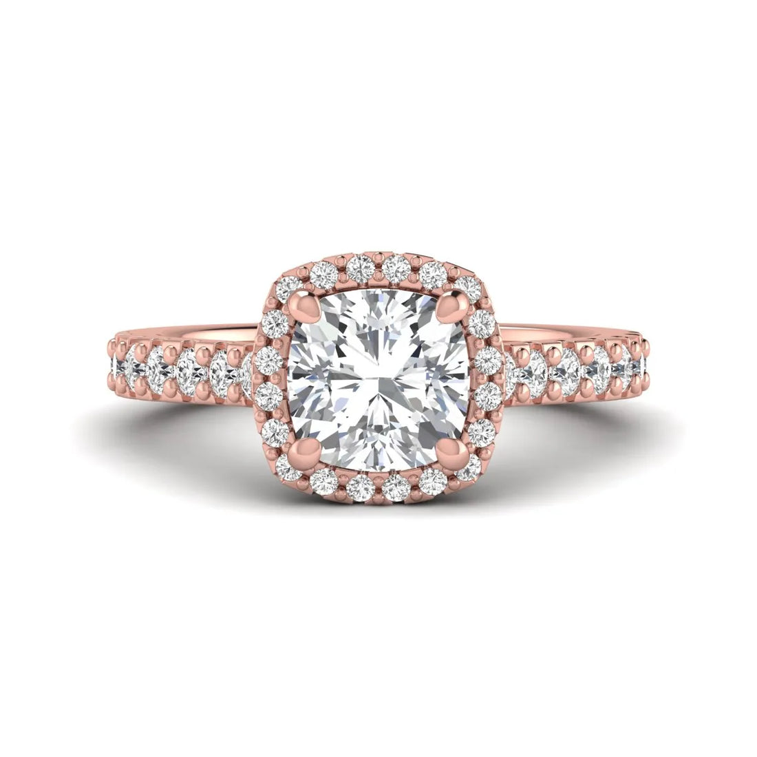 OctaPearl 1.5 ct Cushion Halo Lab Grown Diamond Engagement Ring