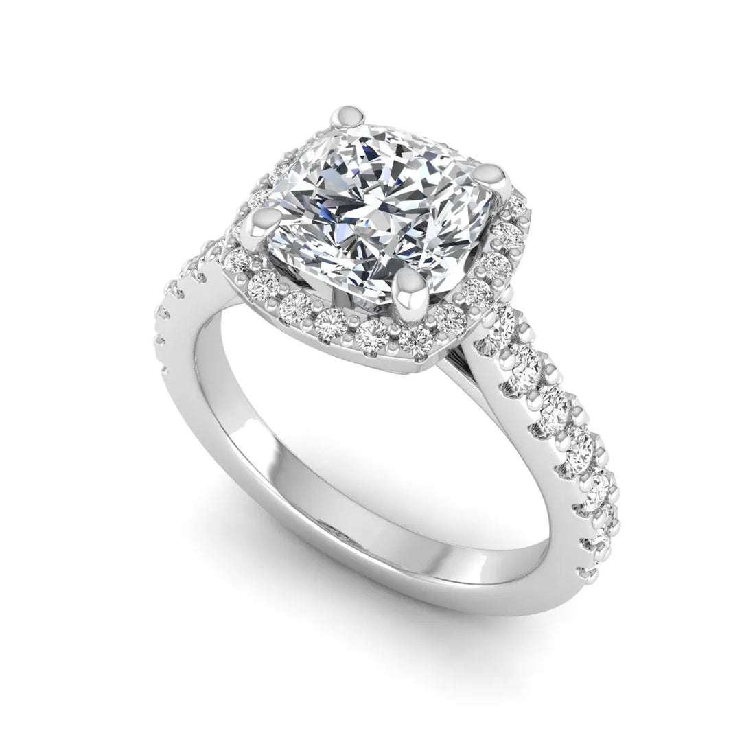 OctaPearl 1.5 ct Cushion Halo Lab Grown Diamond Engagement Ring