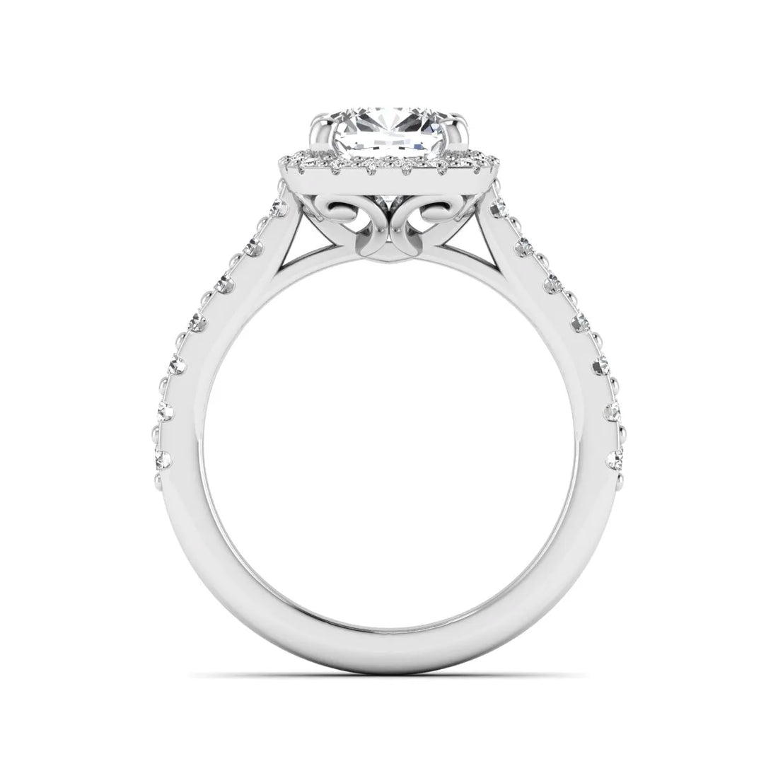OctaPearl 1.5 ct Cushion Halo Lab Grown Diamond Engagement Ring