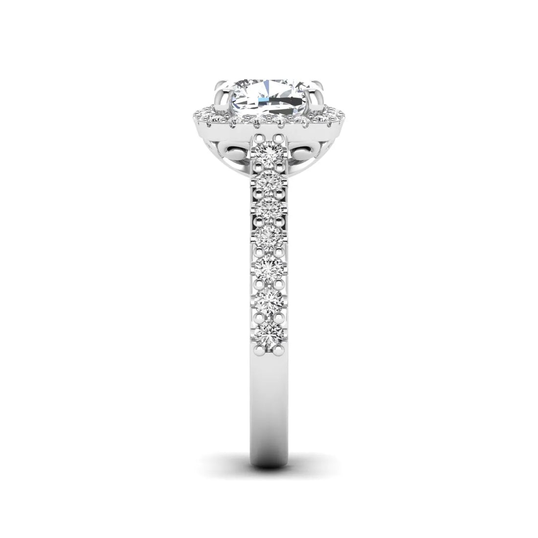 OctaPearl 1.5 ct Cushion Halo Lab Grown Diamond Engagement Ring
