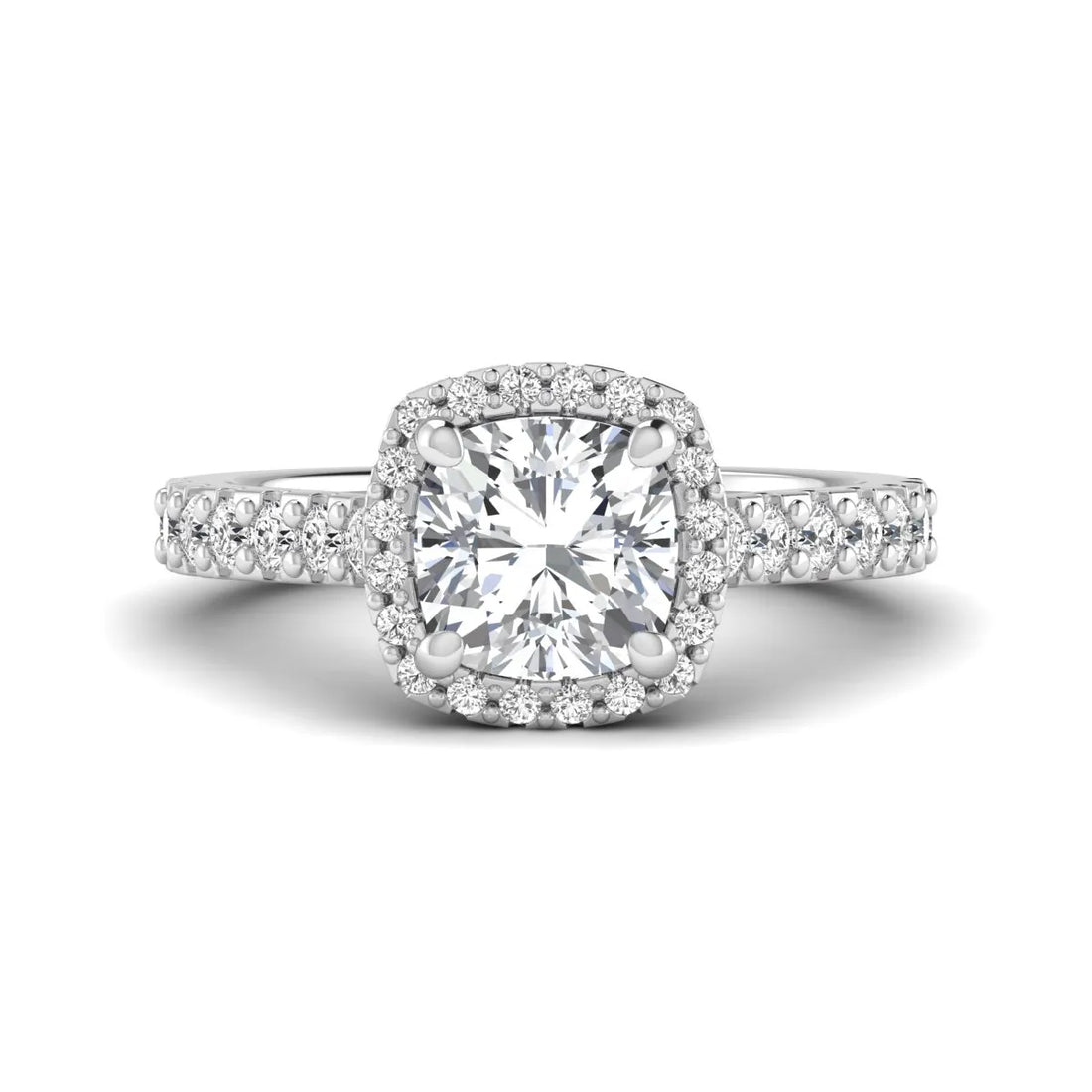 OctaPearl 1.5 ct Cushion Halo Lab Grown Diamond Engagement Ring
