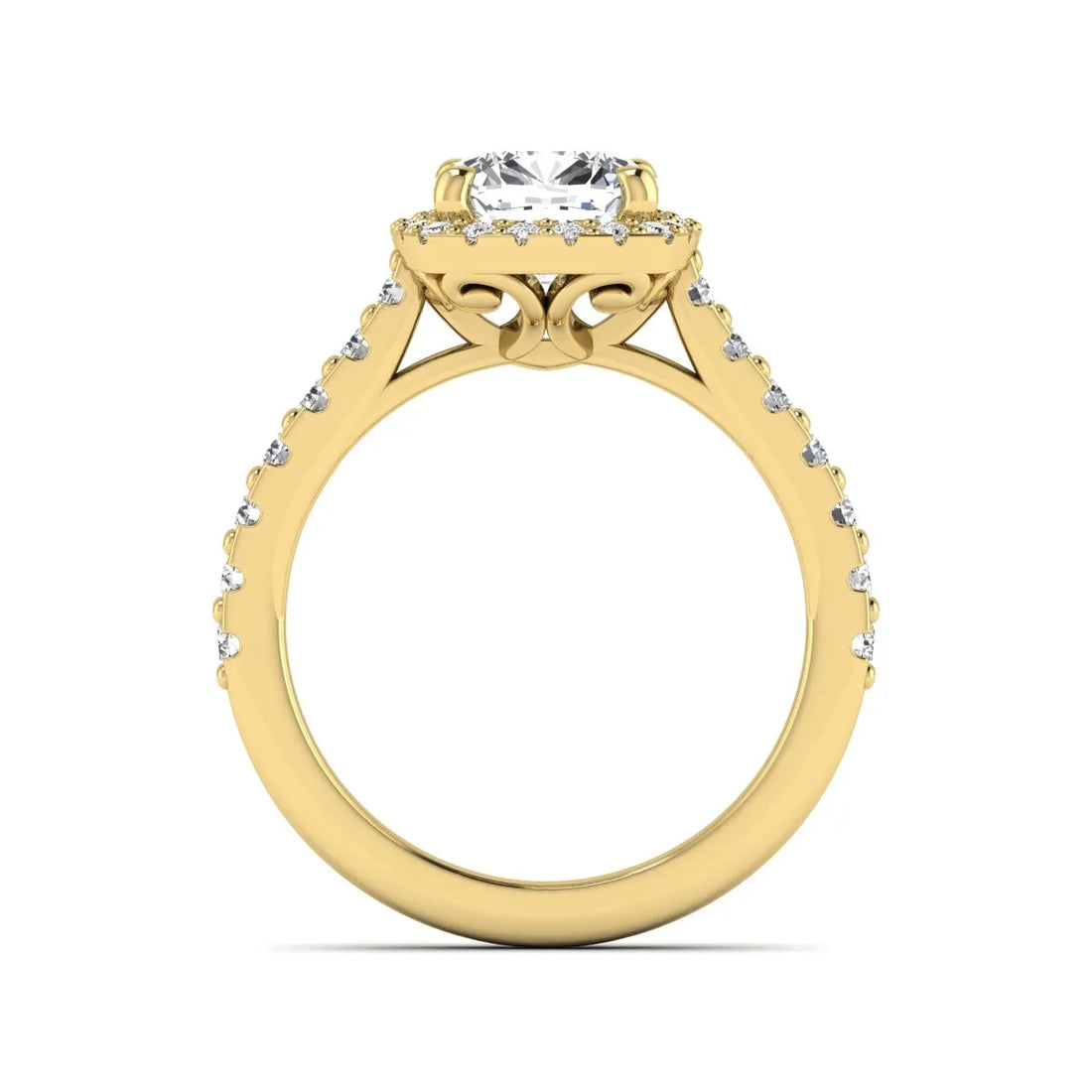 OctaPearl 1.5 ct Cushion Halo Lab Grown Diamond Engagement Ring