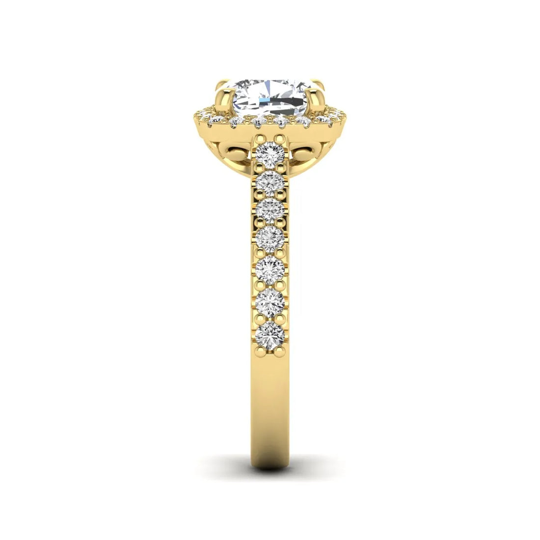 OctaPearl 1.5 ct Cushion Halo Lab Grown Diamond Engagement Ring