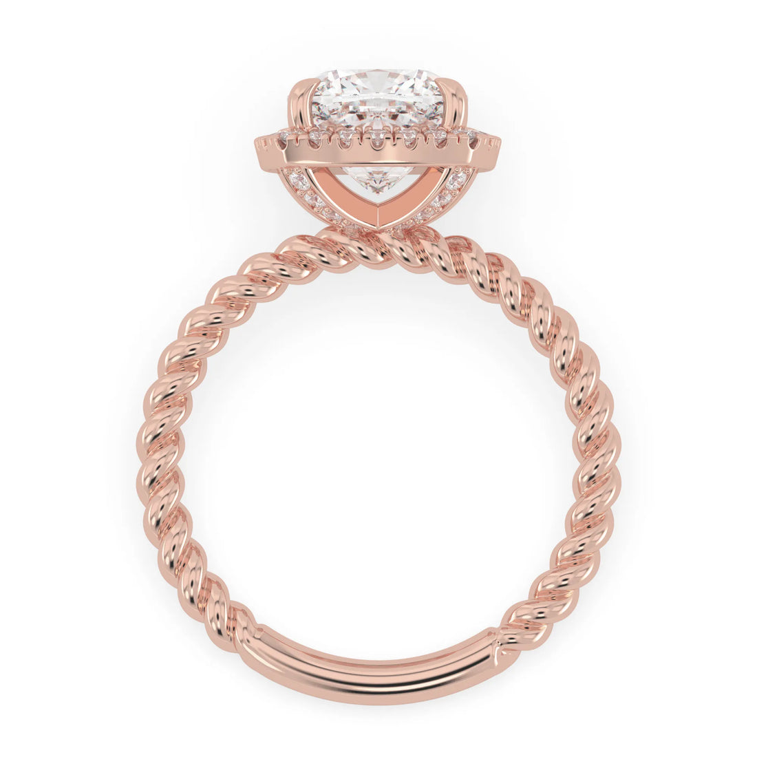 OctaPearl 2 ct Cushion Halo Lab Grown Diamond Twisted Rope Engagement Ring