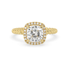 OctaPearl 2 ct Cushion Halo Lab Grown Diamond Twisted Rope Engagement Ring