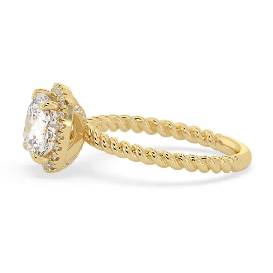 OctaPearl 2 ct Cushion Halo Lab Grown Diamond Twisted Rope Engagement Ring