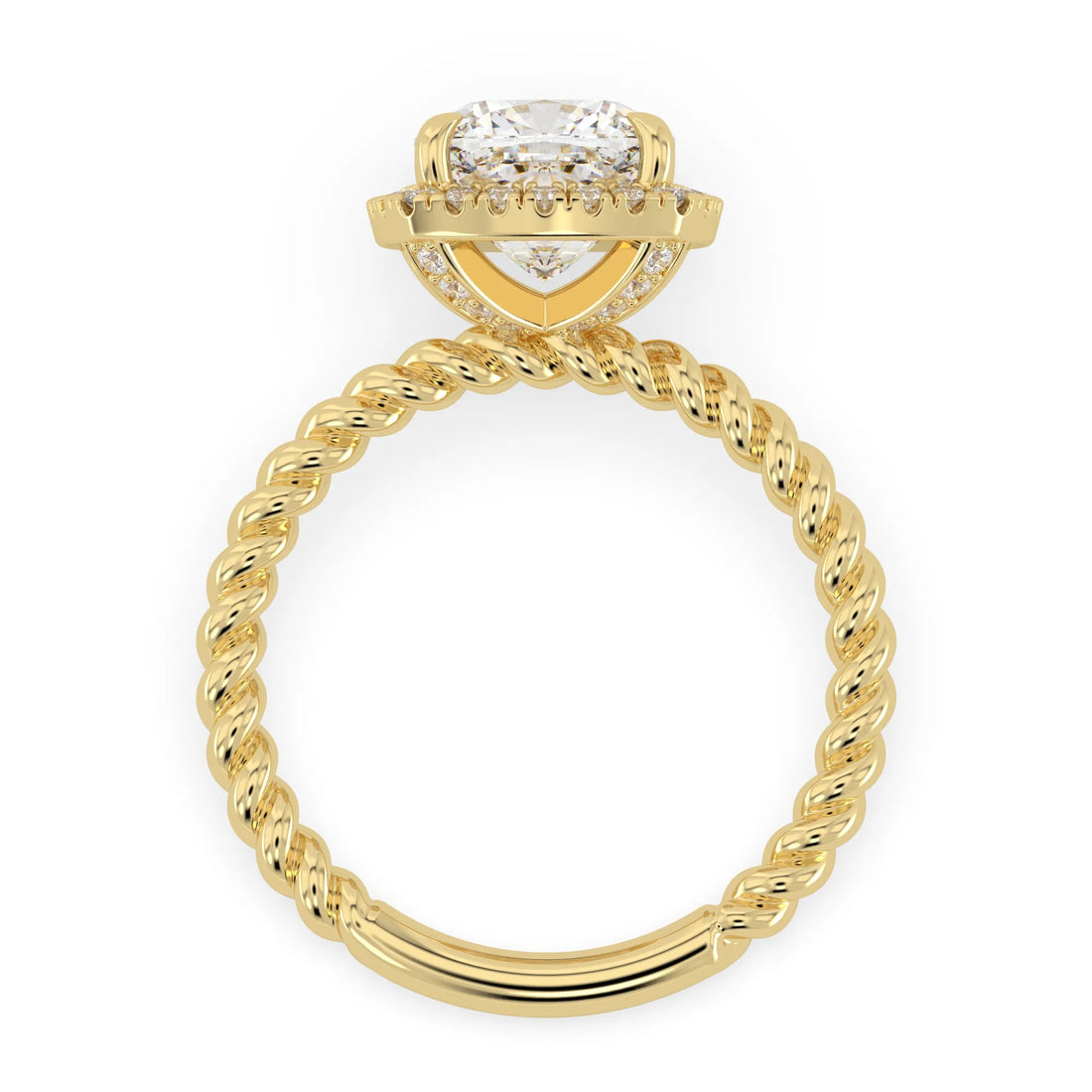 OctaPearl 2 ct Cushion Halo Lab Grown Diamond Twisted Rope Engagement Ring