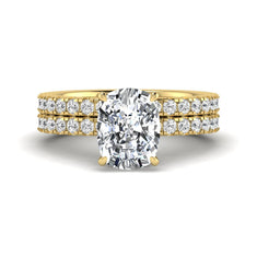 OctaPearl 3 ct Cushion Hidden Halo Lab Grown Diamond Bridal Ring Set