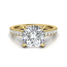 OctaPearl 1.5 ct Cushion Hidden Halo Lab Grown Diamond Engagement Ring with Accent Diamonds