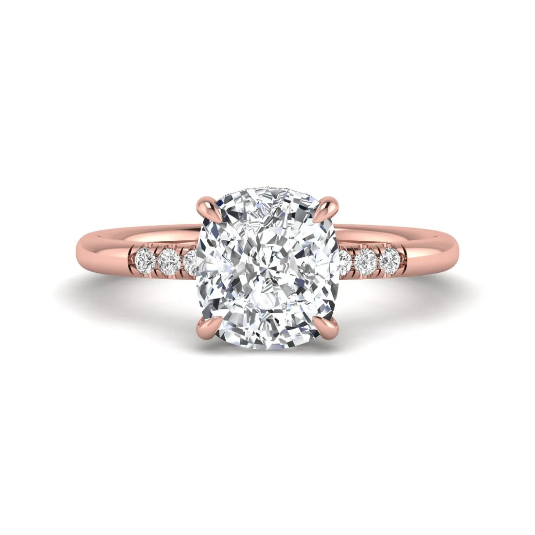 OctaPearl 2.5 ct Cushion Hidden Halo Lab Grown Diamond Engagement Ring