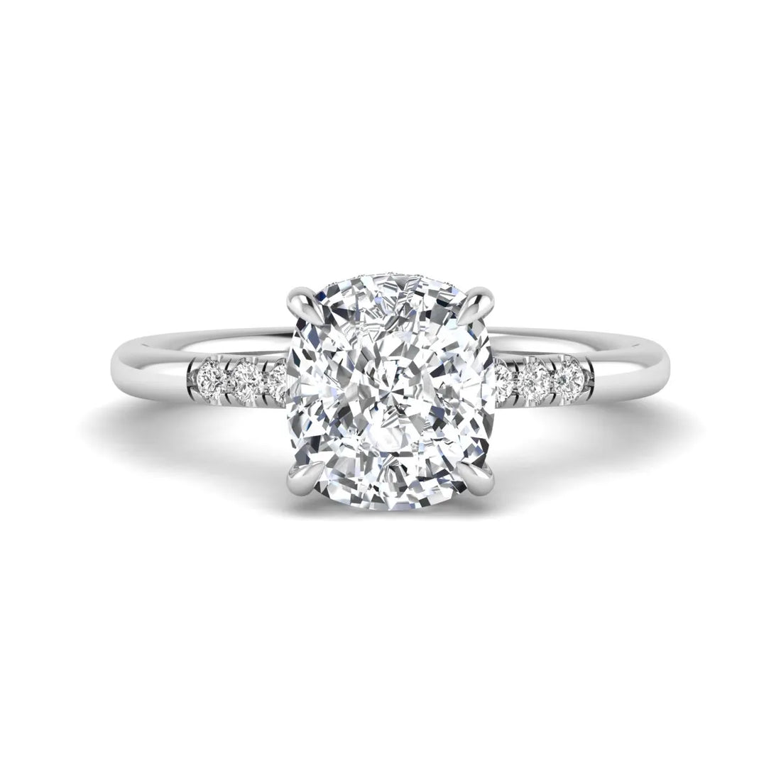OctaPearl 2.5 ct Cushion Hidden Halo Lab Grown Diamond Engagement Ring