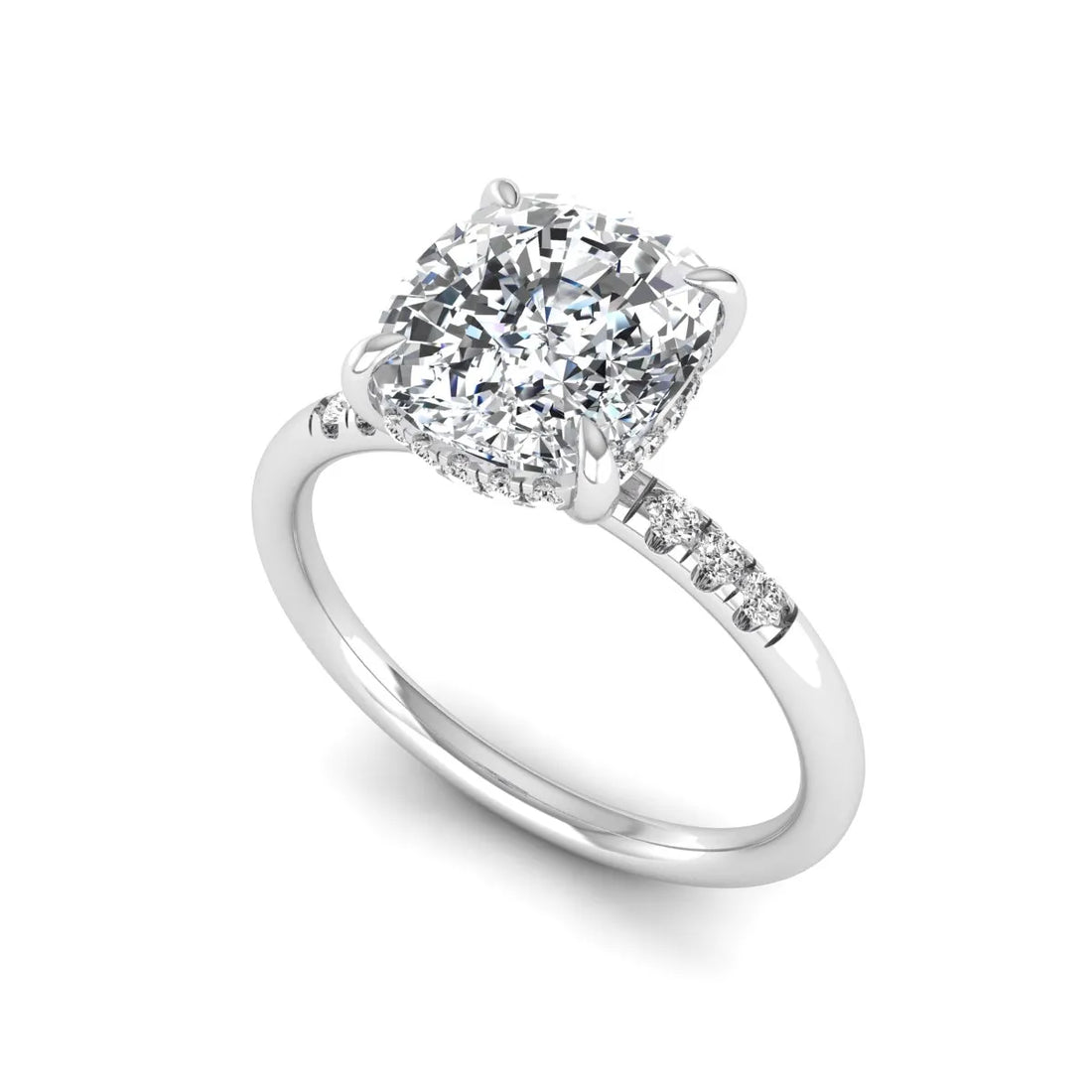 OctaPearl 2.5 ct Cushion Hidden Halo Lab Grown Diamond Engagement Ring
