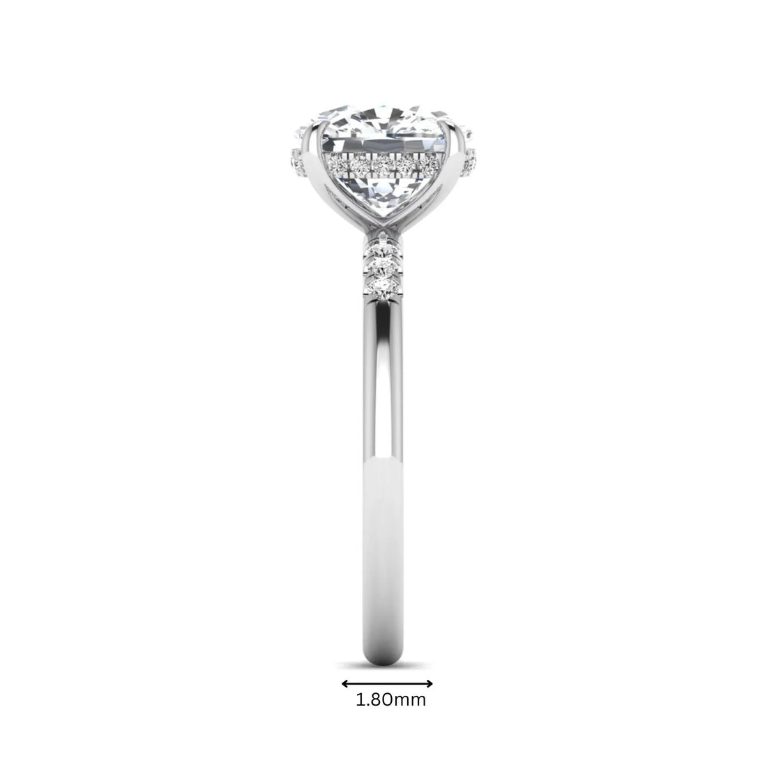 OctaPearl 2.5 ct Cushion Hidden Halo Lab Grown Diamond Engagement Ring