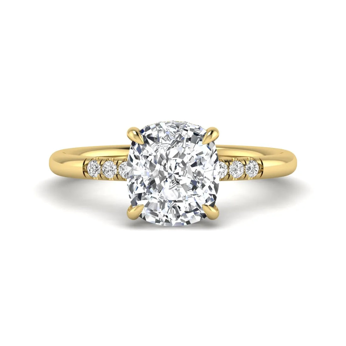 OctaPearl 2.5 ct Cushion Hidden Halo Lab Grown Diamond Engagement Ring