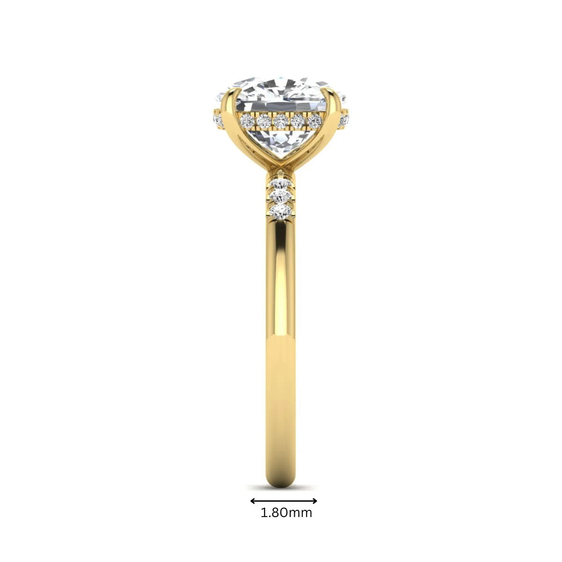 OctaPearl 2.5 ct Cushion Hidden Halo Lab Grown Diamond Engagement Ring
