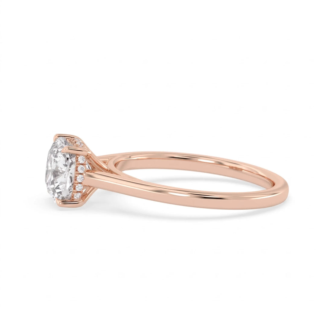 OctaPearl 1.5 ct Cushion Hidden Halo Solitaire Lab Grown Diamond Engagement Ring