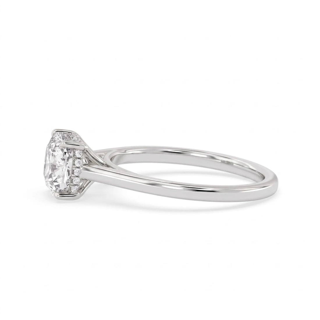OctaPearl 1.5 ct Cushion Hidden Halo Solitaire Lab Grown Diamond Engagement Ring
