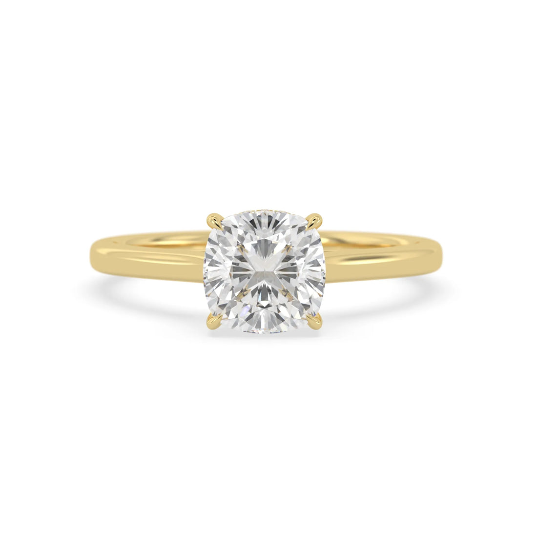 OctaPearl 1.5 ct Cushion Hidden Halo Solitaire Lab Grown Diamond Engagement Ring