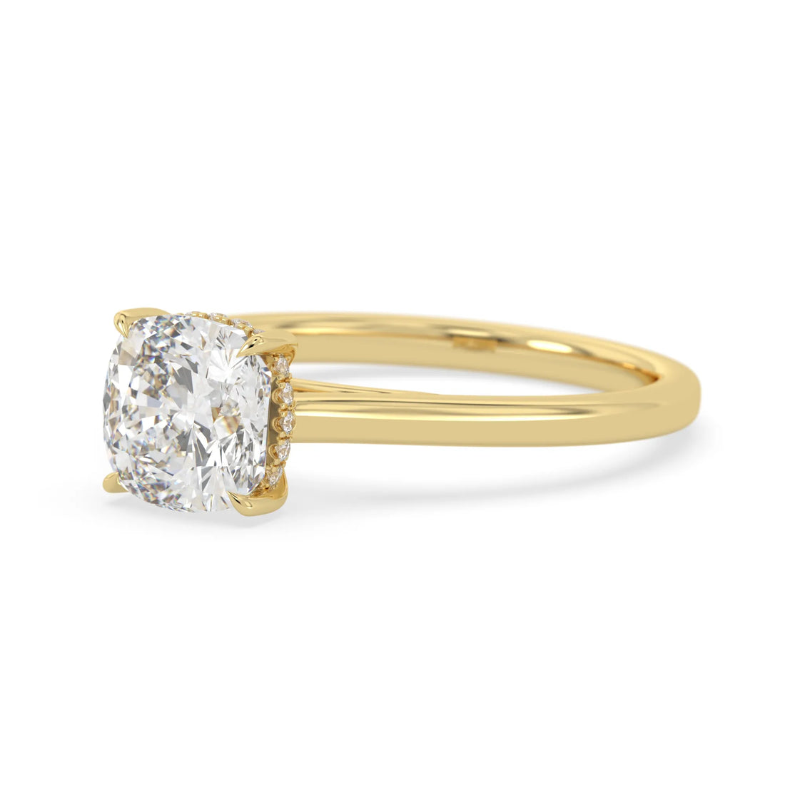 OctaPearl 1.5 ct Cushion Hidden Halo Solitaire Lab Grown Diamond Engagement Ring