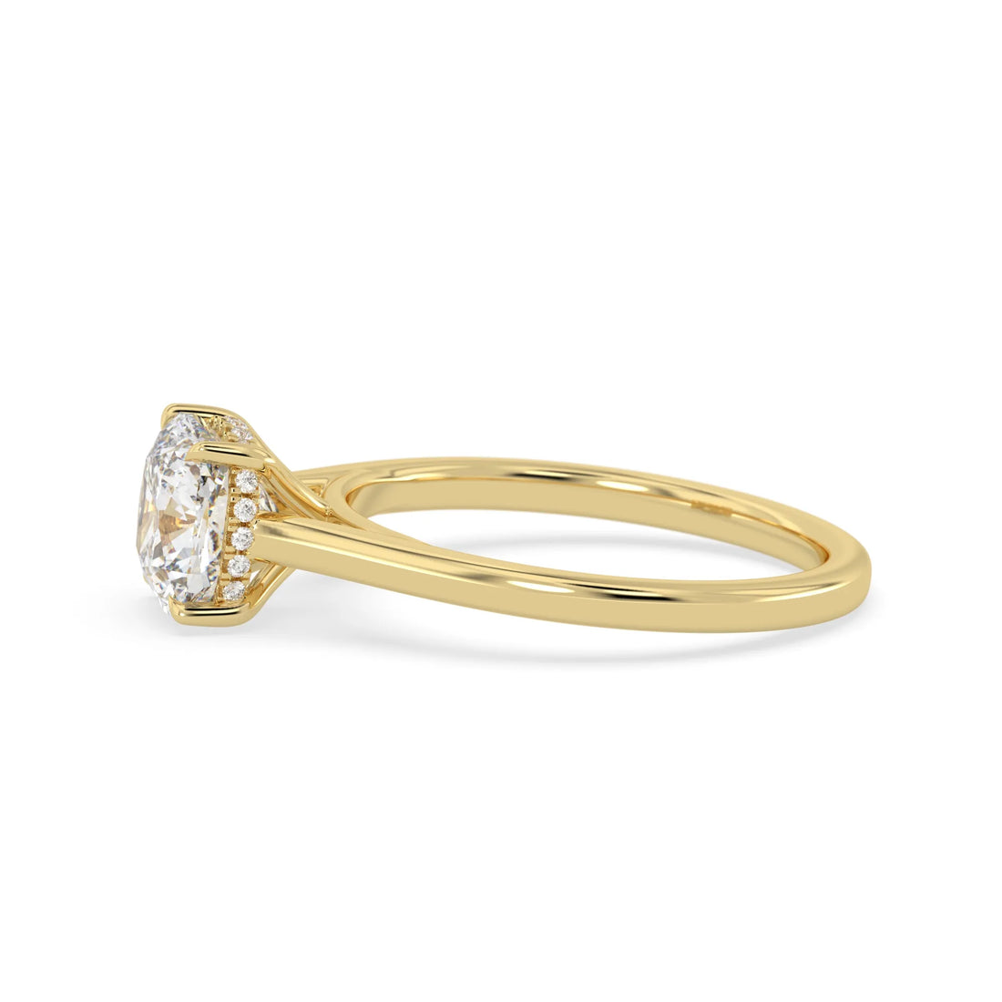 OctaPearl 1.5 ct Cushion Hidden Halo Solitaire Lab Grown Diamond Engagement Ring