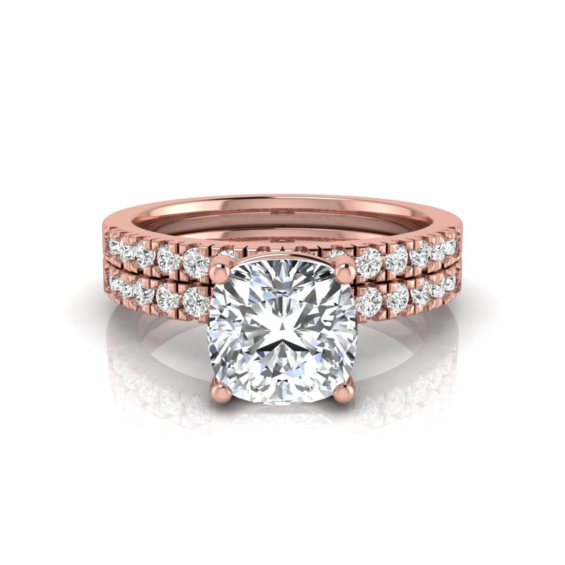 OctaPearl 1.5 ct Cushion Prong Set Lab Grown Diamond Bridal Ring Set