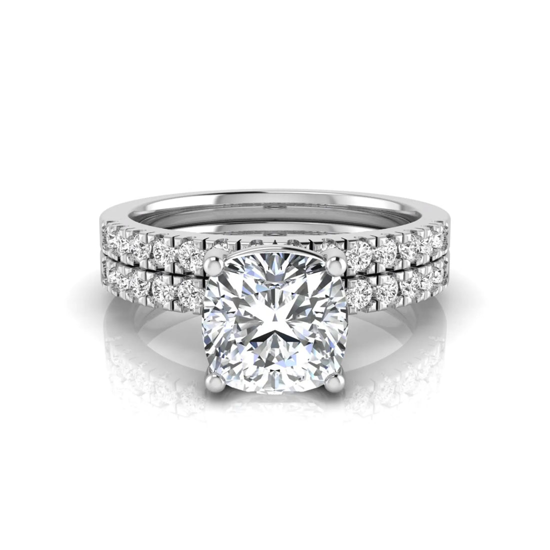 OctaPearl 1.5 ct Cushion Prong Set Lab Grown Diamond Bridal Ring Set