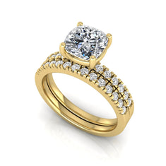 OctaPearl 1.5 ct Cushion Prong Set Lab Grown Diamond Bridal Ring Set - alternate view