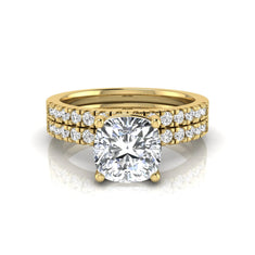 OctaPearl 1.5 ct Cushion Prong Set Lab Grown Diamond Bridal Ring Set