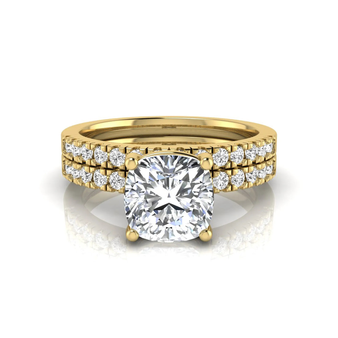 OctaPearl 1.5 ct Cushion Prong Set Lab Grown Diamond Bridal Ring Set