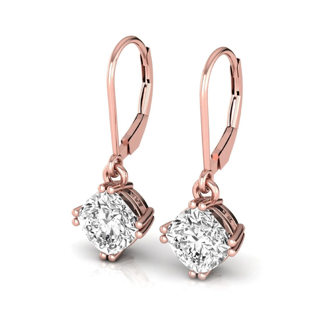 OctaPearl Cushion Prong Set Lab Grown Diamond Drop Earrings