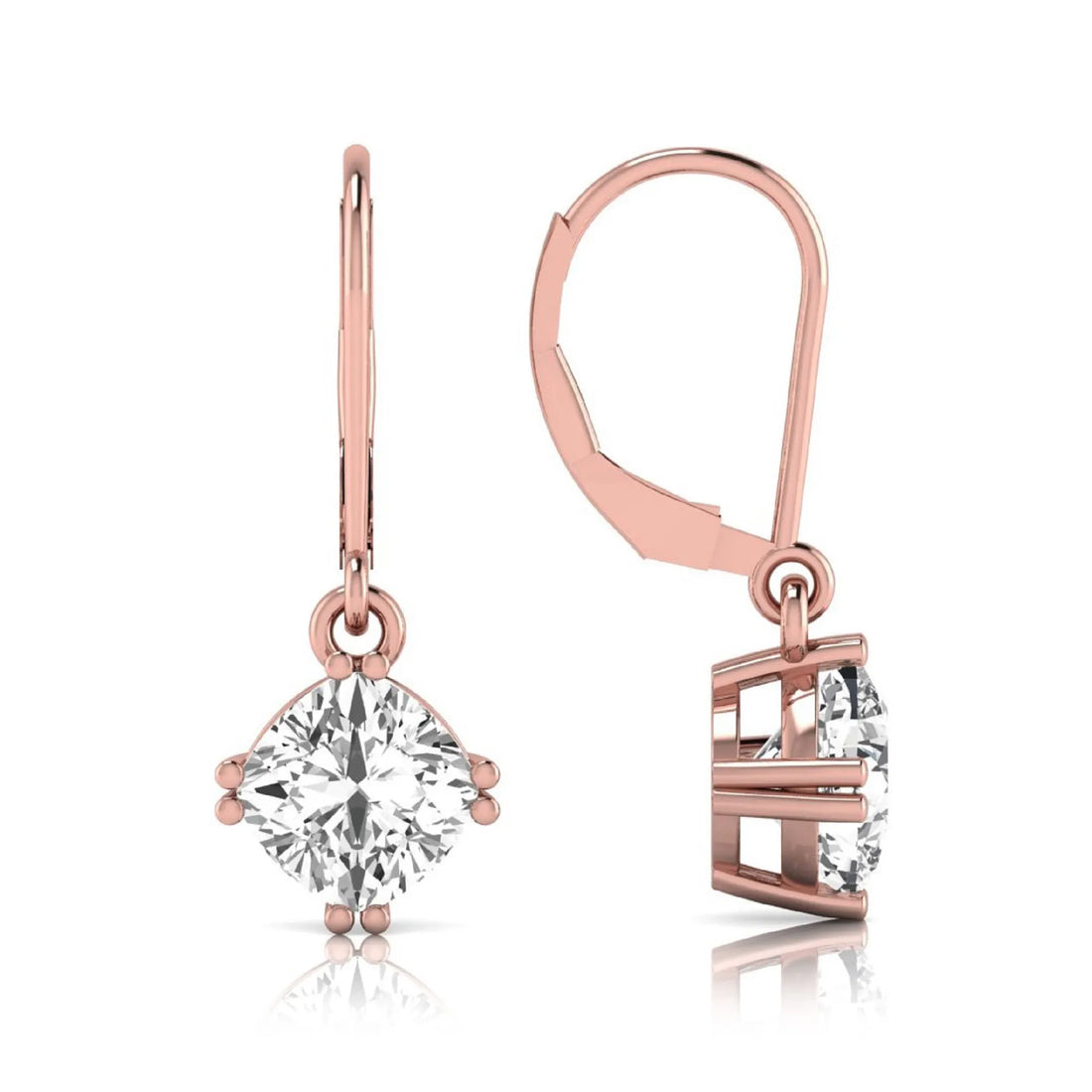 OctaPearl Cushion Prong Set Lab Grown Diamond Drop Earrings