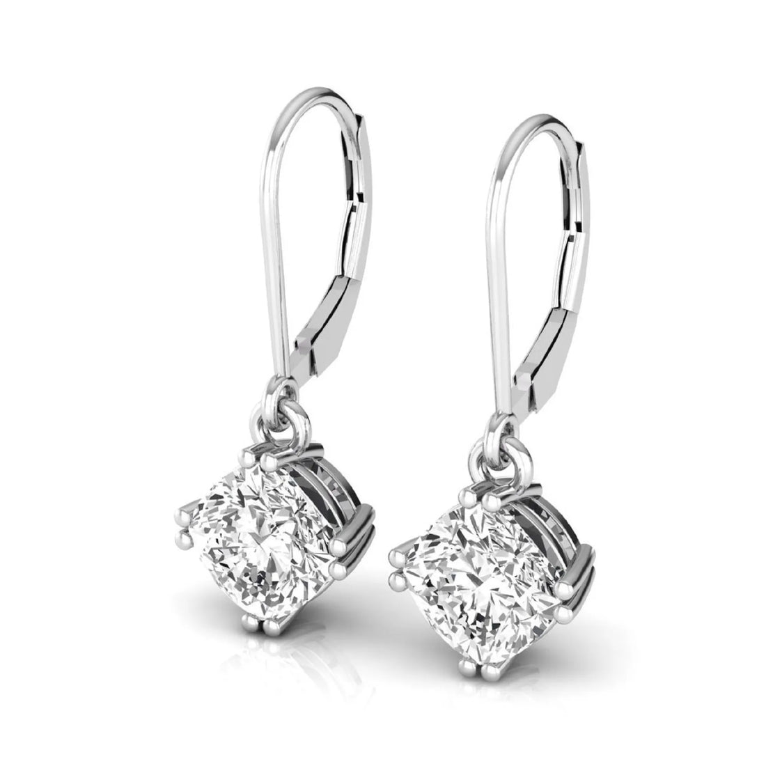 OctaPearl Cushion Prong Set Lab Grown Diamond Drop Earrings