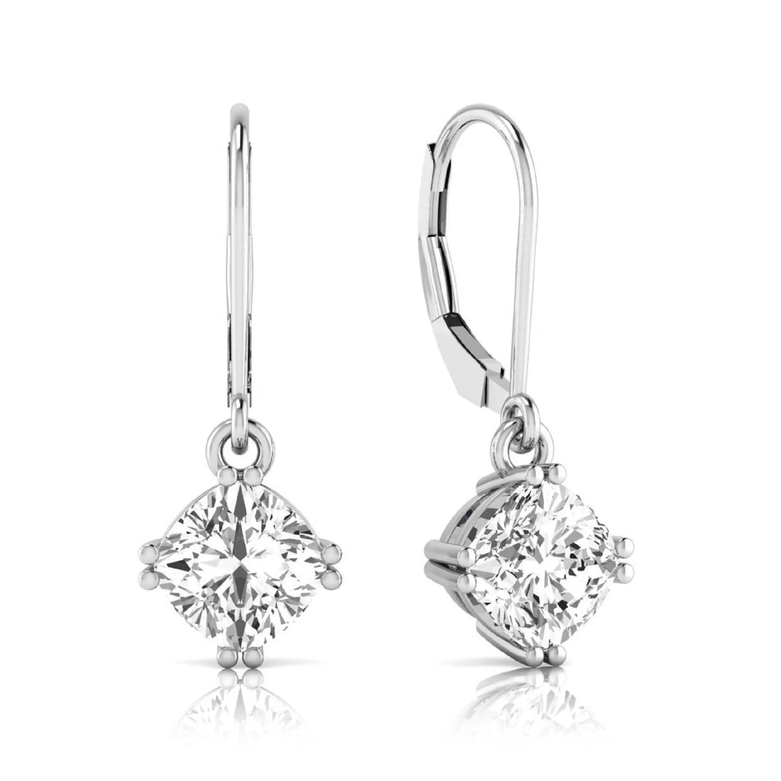 OctaPearl Cushion Prong Set Lab Grown Diamond Drop Earrings