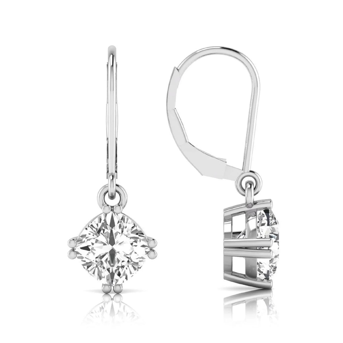 OctaPearl Cushion Prong Set Lab Grown Diamond Drop Earrings