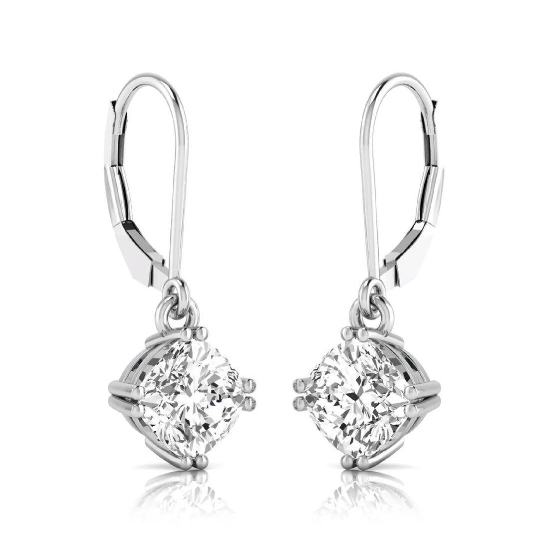 OctaPearl Cushion Prong Set Lab Grown Diamond Drop Earrings