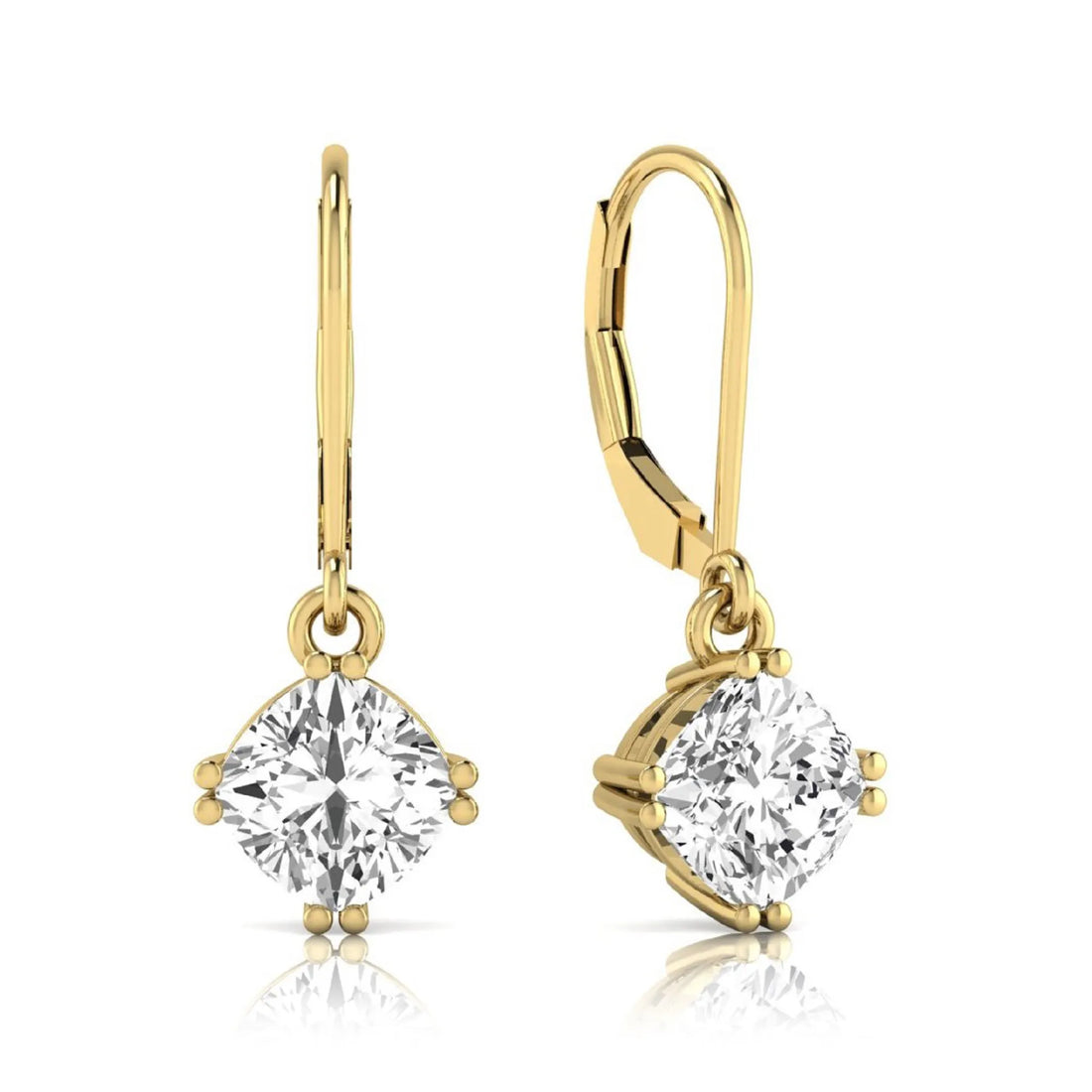 OctaPearl Cushion Prong Set Lab Grown Diamond Drop Earrings
