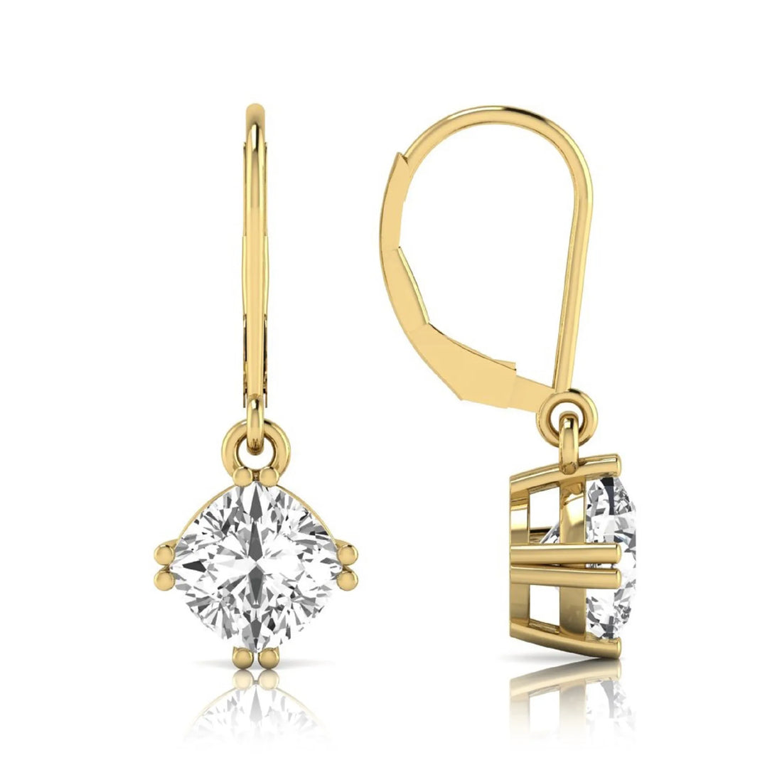 OctaPearl Cushion Prong Set Lab Grown Diamond Drop Earrings