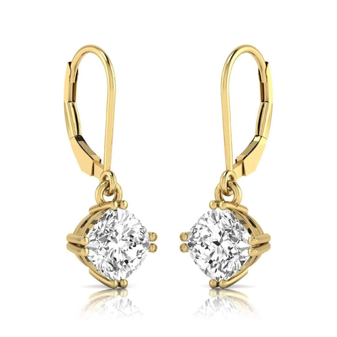 OctaPearl Cushion Prong Set Lab Grown Diamond Drop Earrings