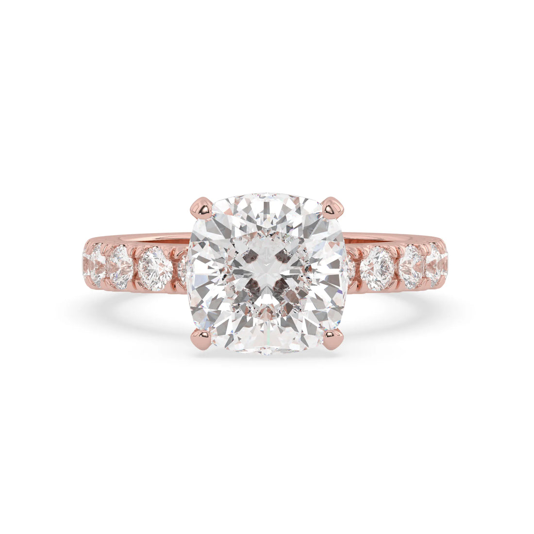OctaPearl 3 ct Cushion Lab Grown Diamond Pave Engagement Ring