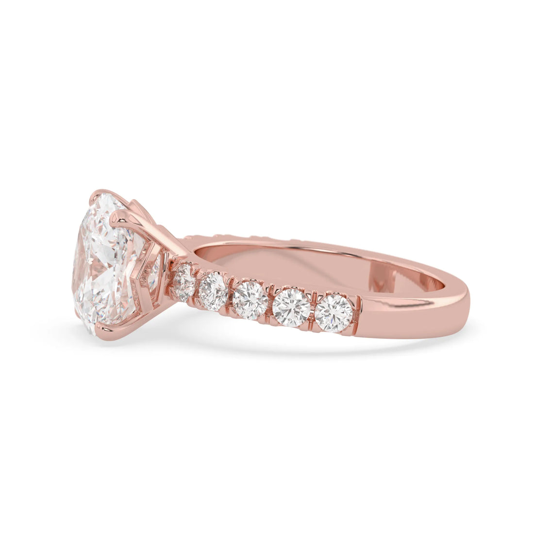OctaPearl 3 ct Cushion Lab Grown Diamond Pave Engagement Ring