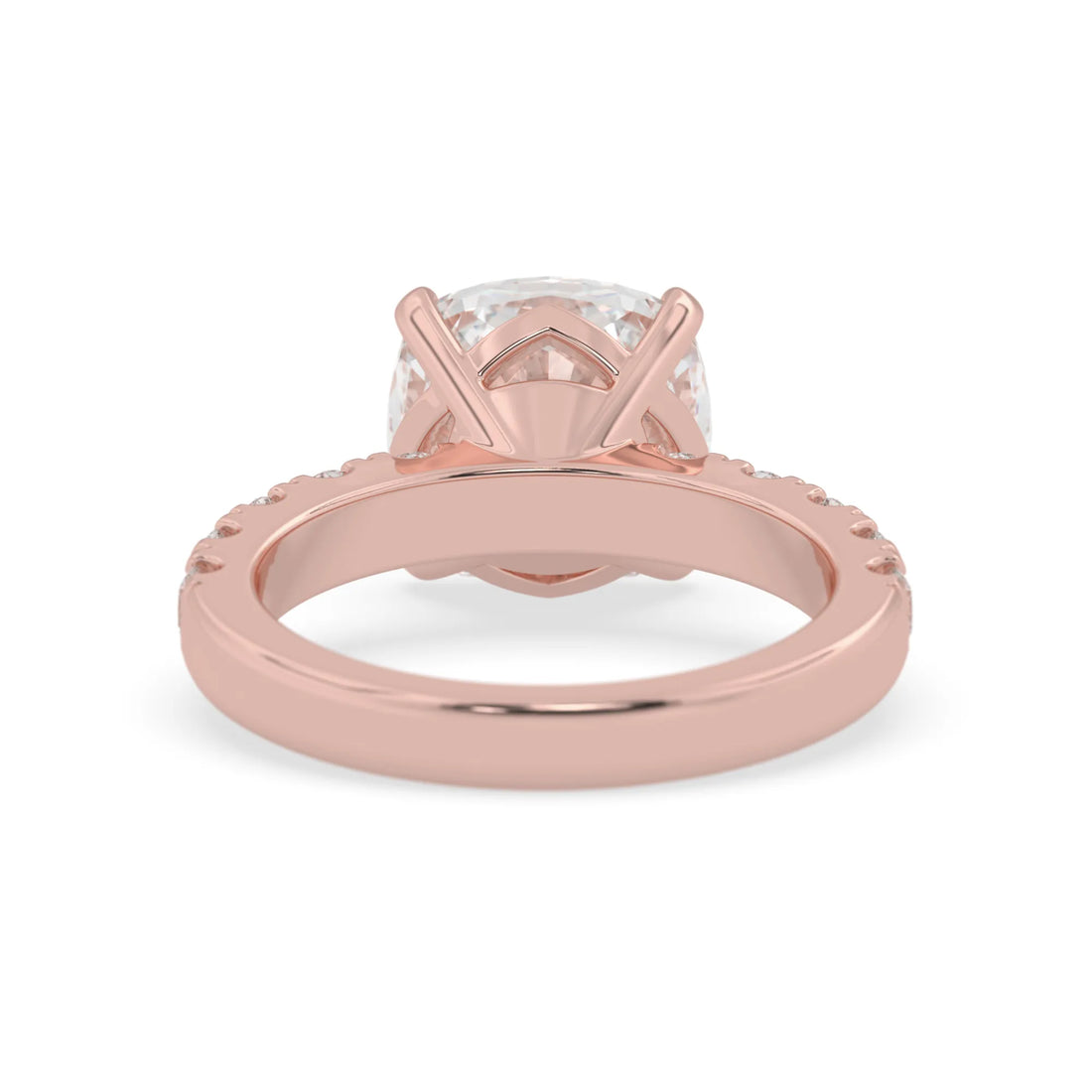 OctaPearl 3 ct Cushion Lab Grown Diamond Pave Engagement Ring